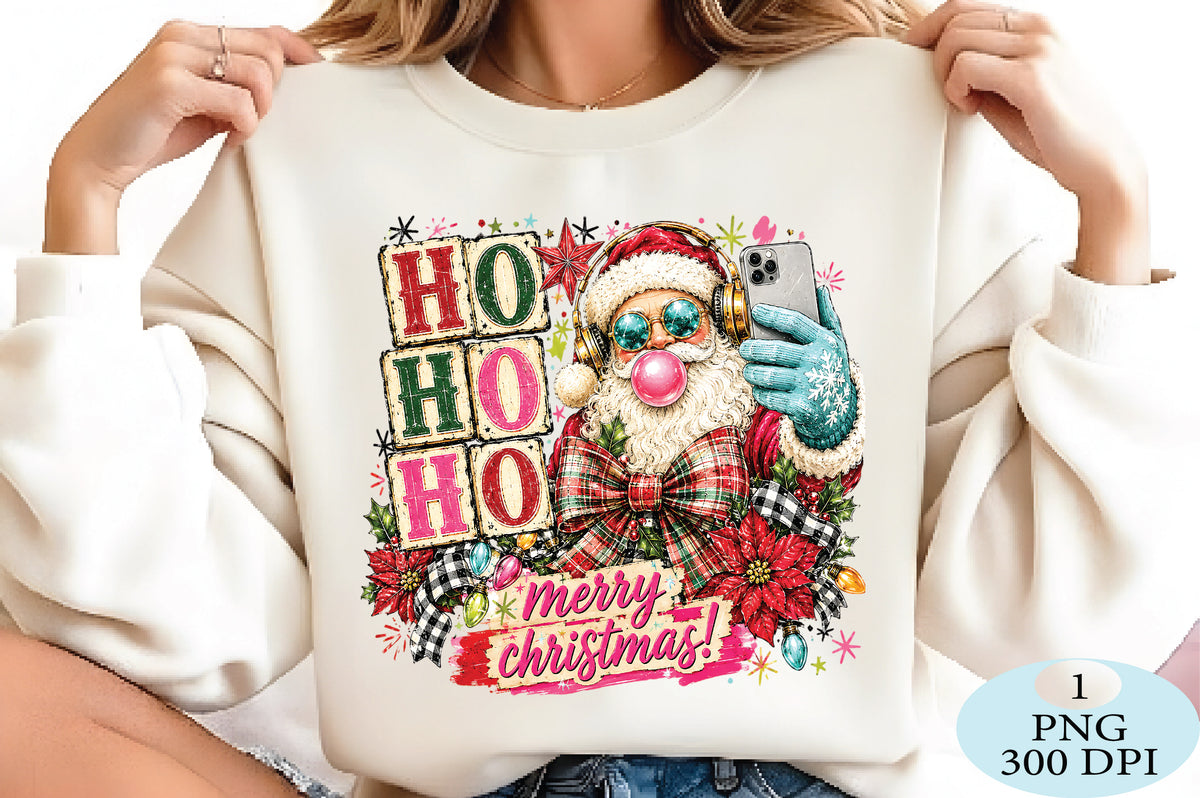 Retro Santa Selfie Christmas PNG