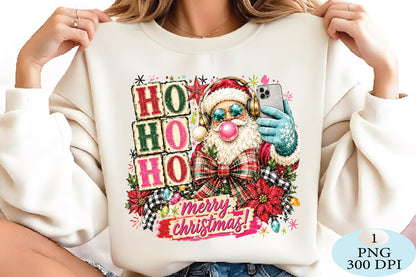 Retro Santa Selfie Christmas PNG
