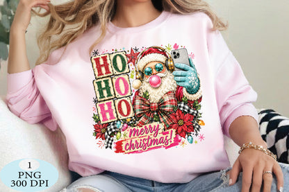 Retro Santa Selfie Christmas PNG