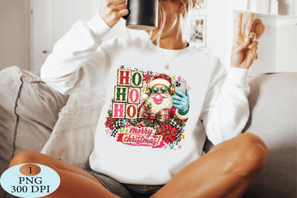 Retro Santa Selfie Christmas PNG