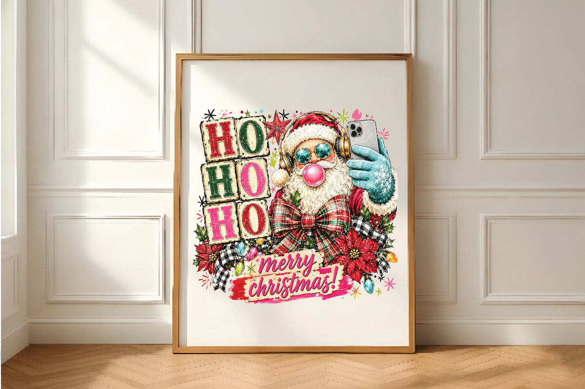 Retro Santa Selfie Christmas PNG