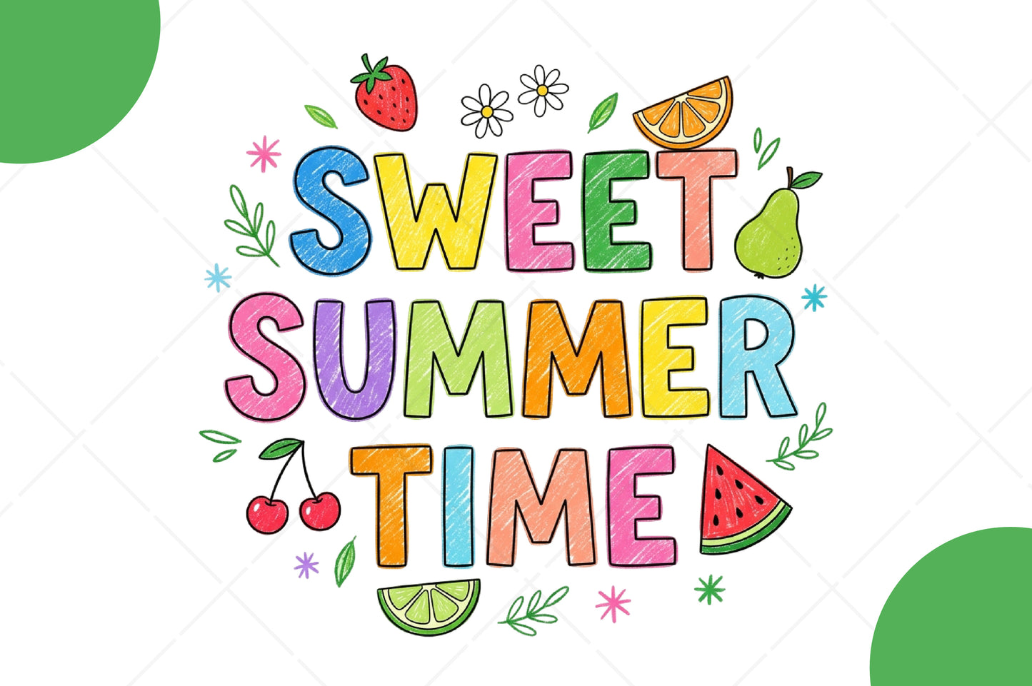Retro Sweet Summer Time PNG, Colorful Fruit Summer Sublimation Design