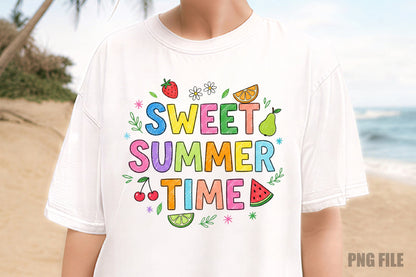 Retro Sweet Summer Time PNG, Colorful Fruit Summer Sublimation Design