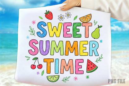 Retro Sweet Summer Time PNG, Colorful Fruit Summer Sublimation Design
