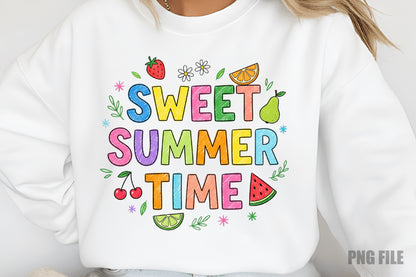 Retro Sweet Summer Time PNG, Colorful Fruit Summer Sublimation Design