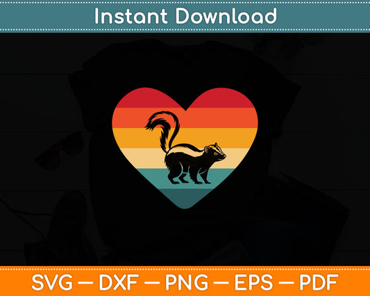 Retro Valentine's Day Heart Skunk Svg Digital Cutting File