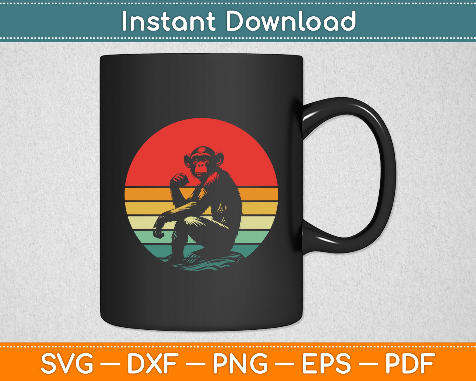Retro Vintage Chimp Wild Zoo Animal Svg Digital Cutting File