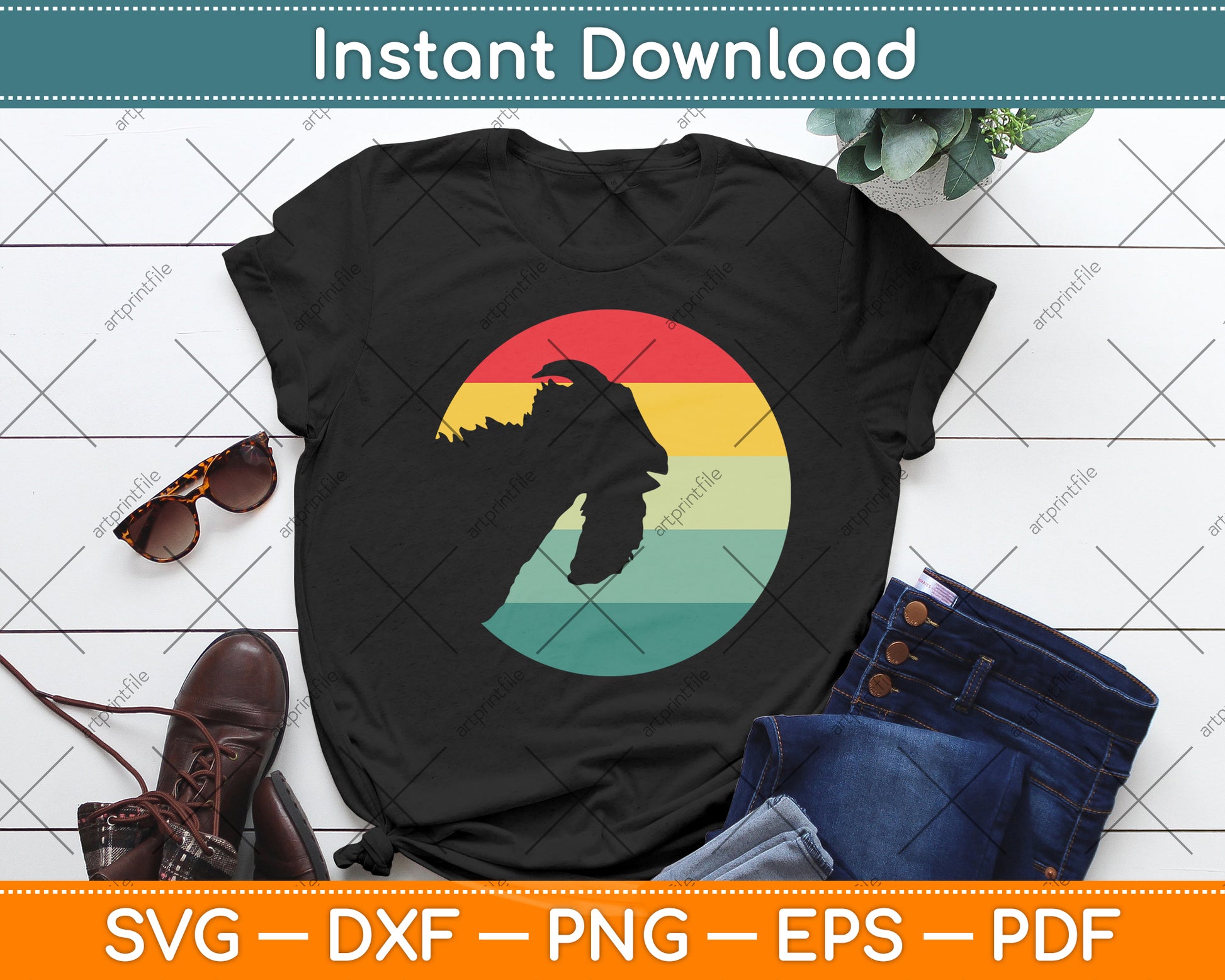 Vintage Retro Goat Svg Digital Cutting File