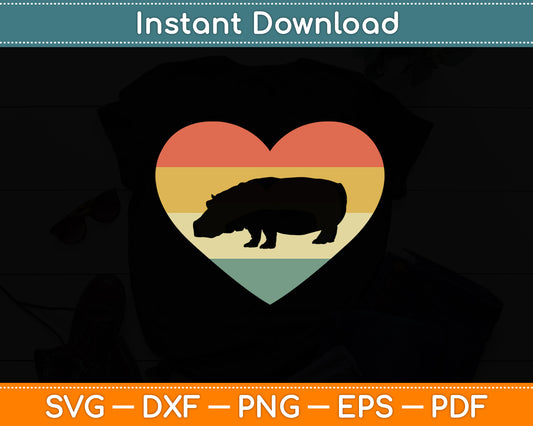 Retro Vintage Hippo Hippopotamus Svg Png Dxf Digital Cutting File