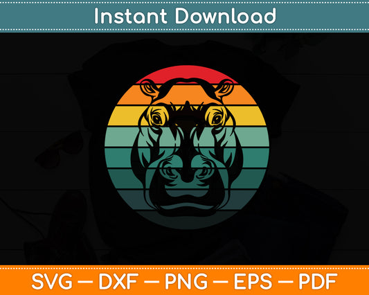 Retro Vintage Hippopotamus Hippology Animal Hippo Lovers Svg Digital Cutting File