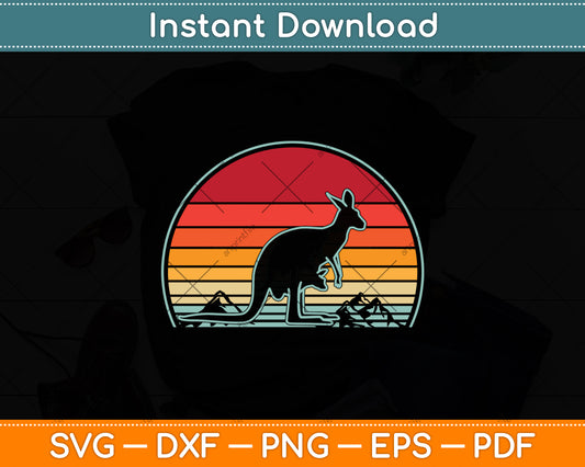 Retro Vintage Kangaroo Svg Png Dxf Digital Cutting File