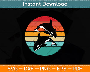 Retro Vintage Killer Whale Svg Digital Cutting File