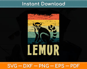 Retro Vintage Lemur Lemurs Svg Digital Cutting File