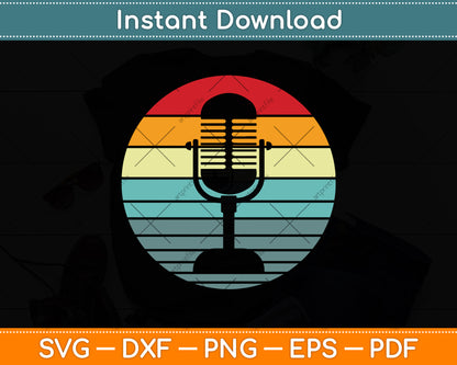 Vintage Retro Microphone Svg Png Dxf Digital Cutting File