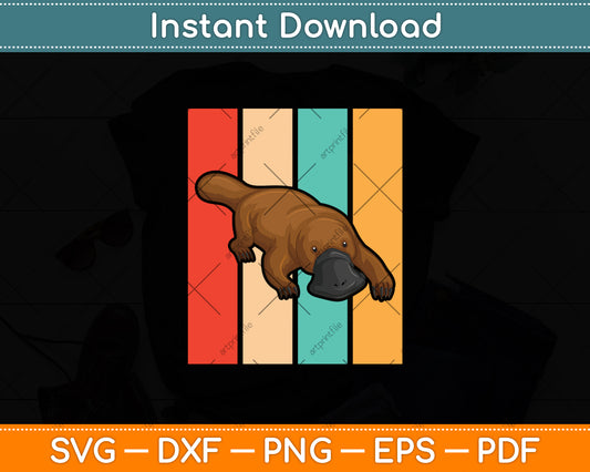 Retro Vintage Platypus Lover Svg Png Dxf Digital Cutting File