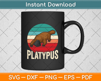 Retro Vintage Platypus Svg Png Dxf Digital Cutting File