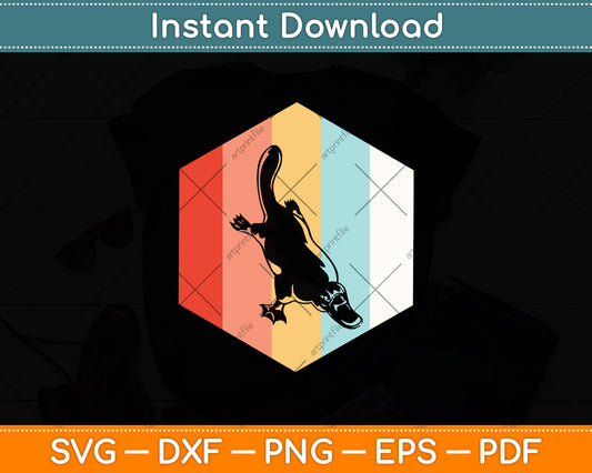Retro Vintage Platypus Svg Png Dxf Digital Cutting File