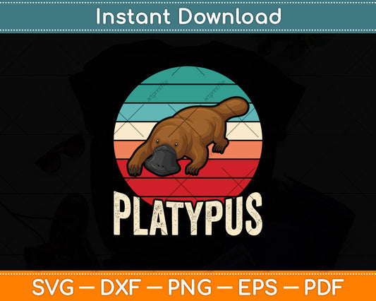 Retro Vintage Platypus Svg Png Dxf Digital Cutting File