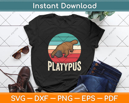 Retro Vintage Platypus Svg Png Dxf Digital Cutting File