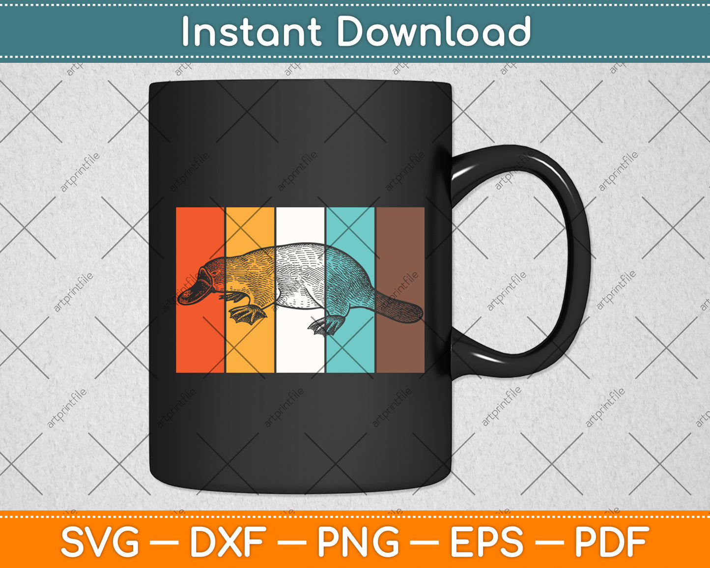 Retro Vintage Platypus Svg Png Dxf Digital Cutting File