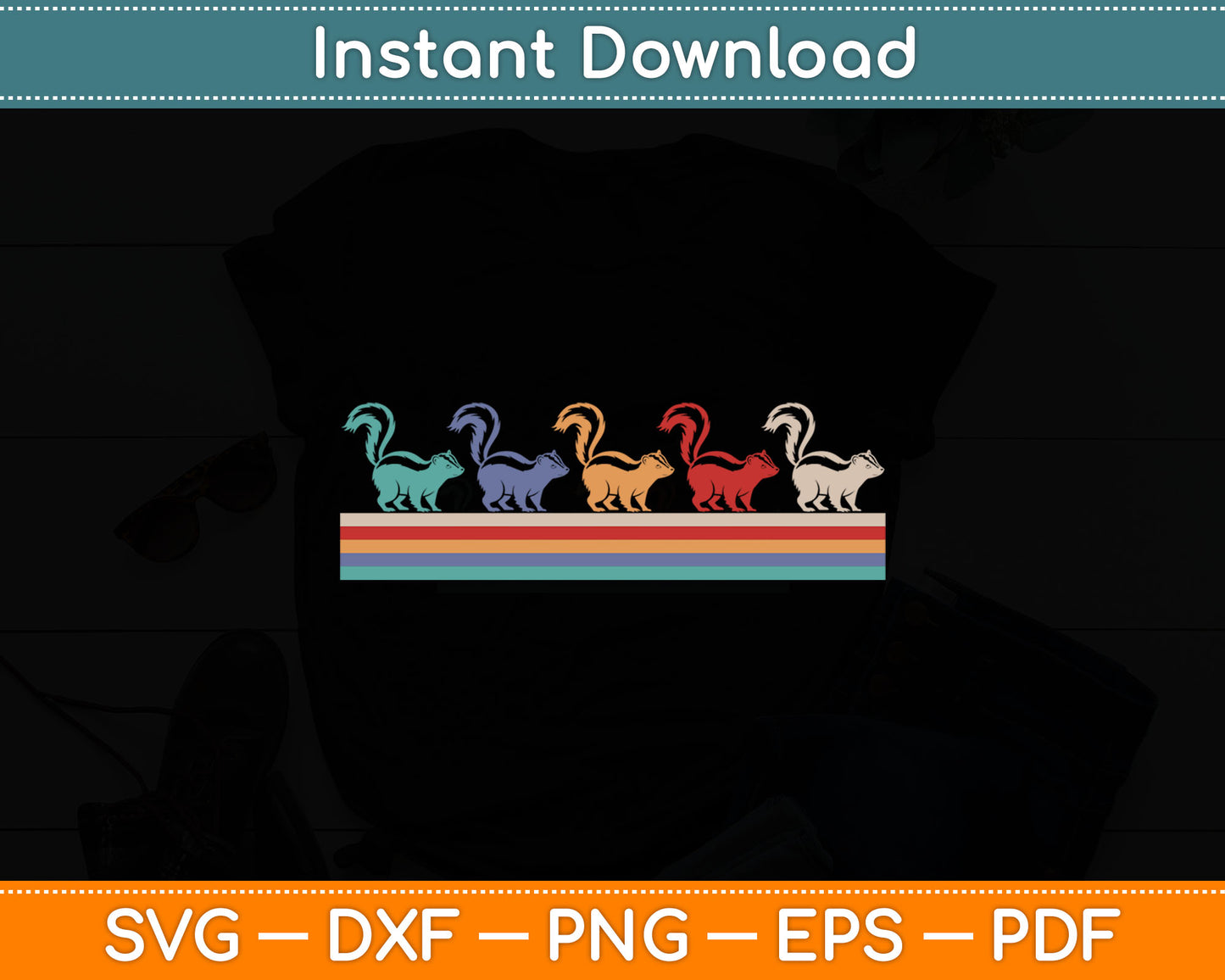 Retro Vintage Skunk - Animal Lover Zookeeper Svg Digital Cutting File