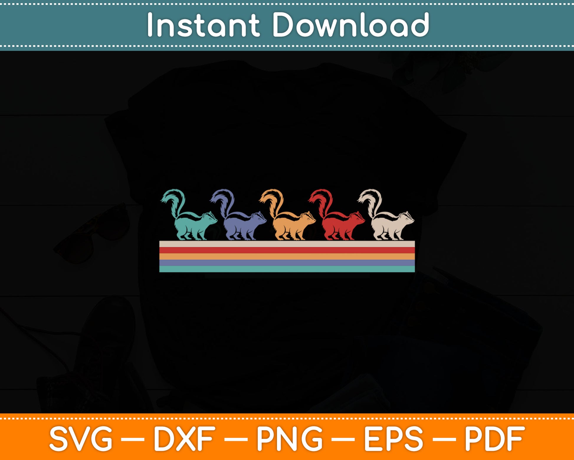 Retro Vintage Skunk - Animal Lover Zookeeper Svg Digital Cutting File