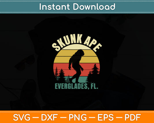 Retro Vintage Skunk Ape Florida Everglades Bigfoot Svg Digital Cutting File