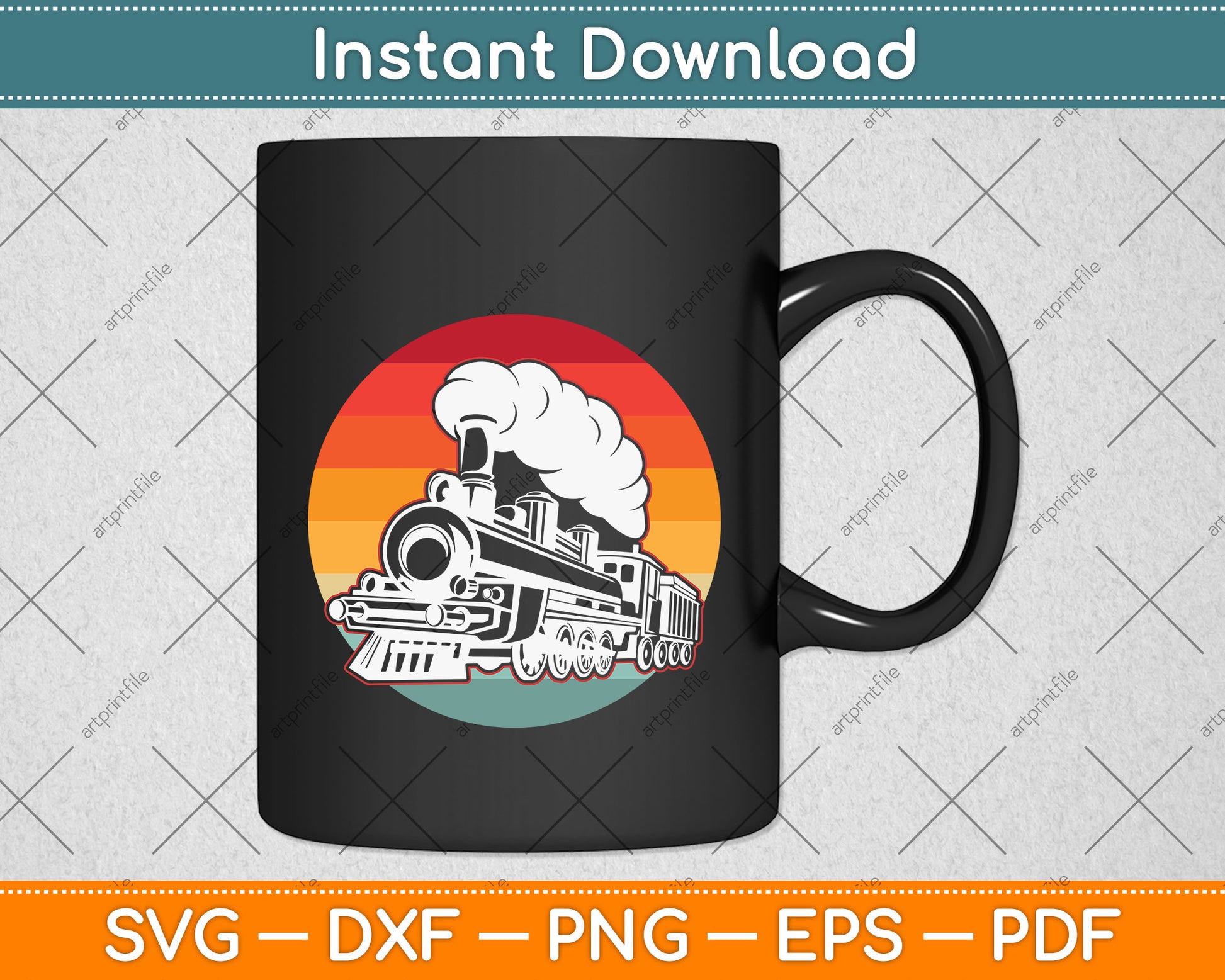 Retro Vintage Train Svg Png Dxf Digital Cutting File