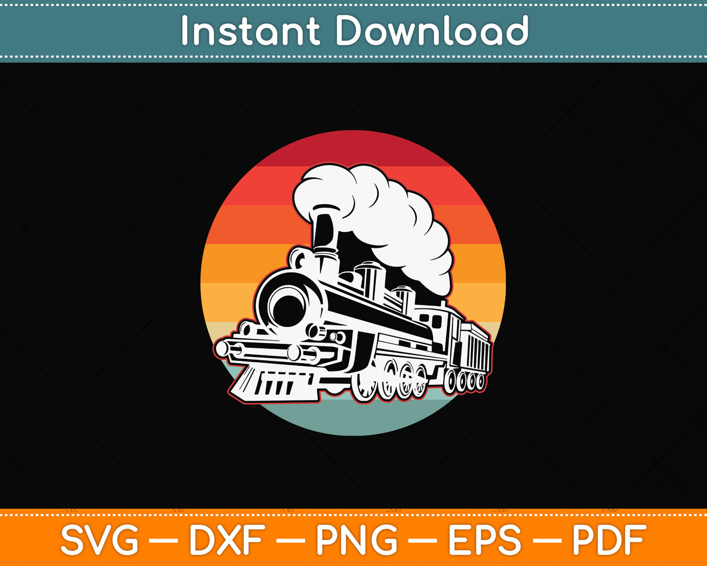 Retro Vintage Train Svg Png Dxf Digital Cutting File