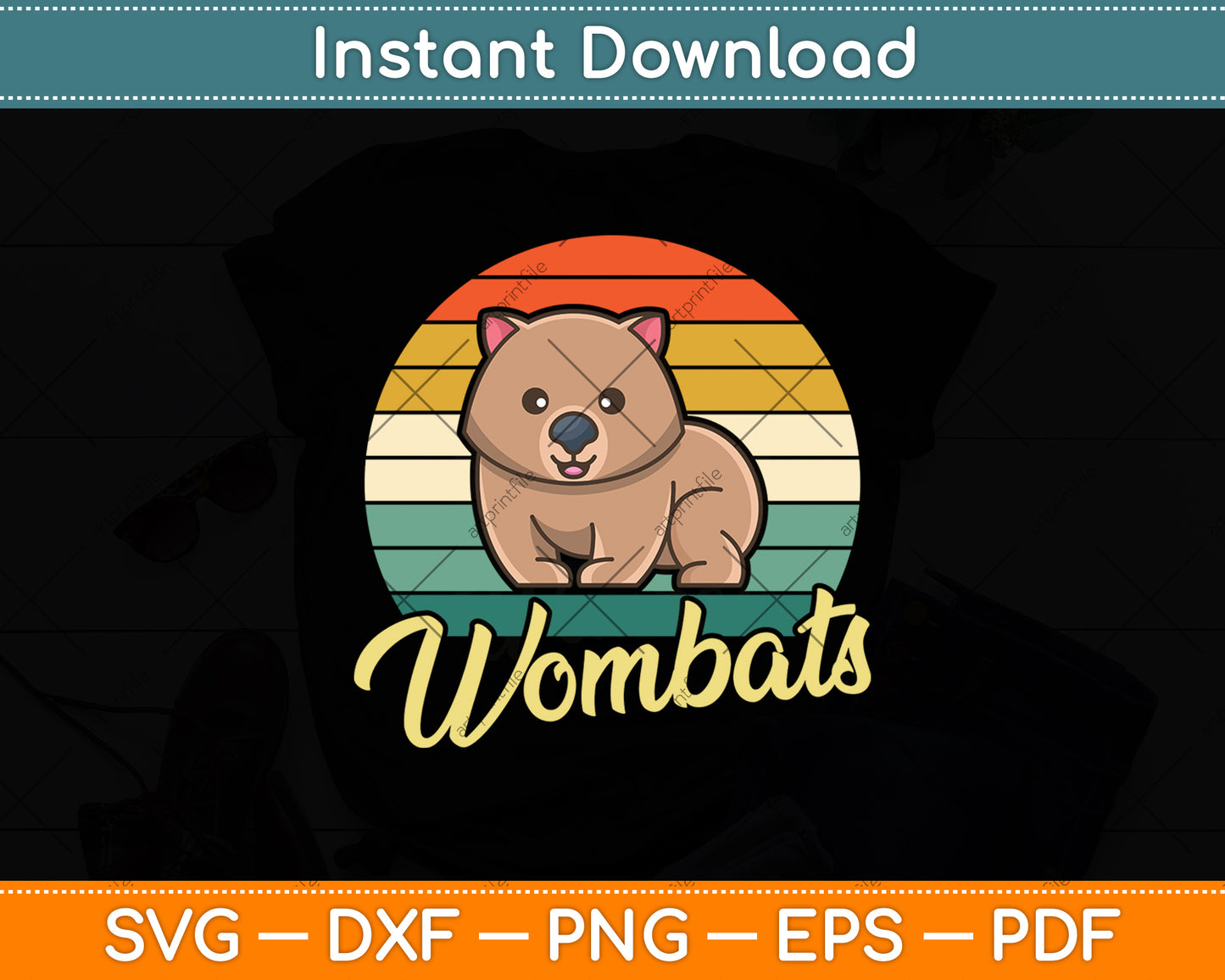Retro Vintage Wombats Svg Png Dxf Digital Cutting File