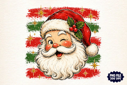 Retro Winking Santa Claus Christmas PNG