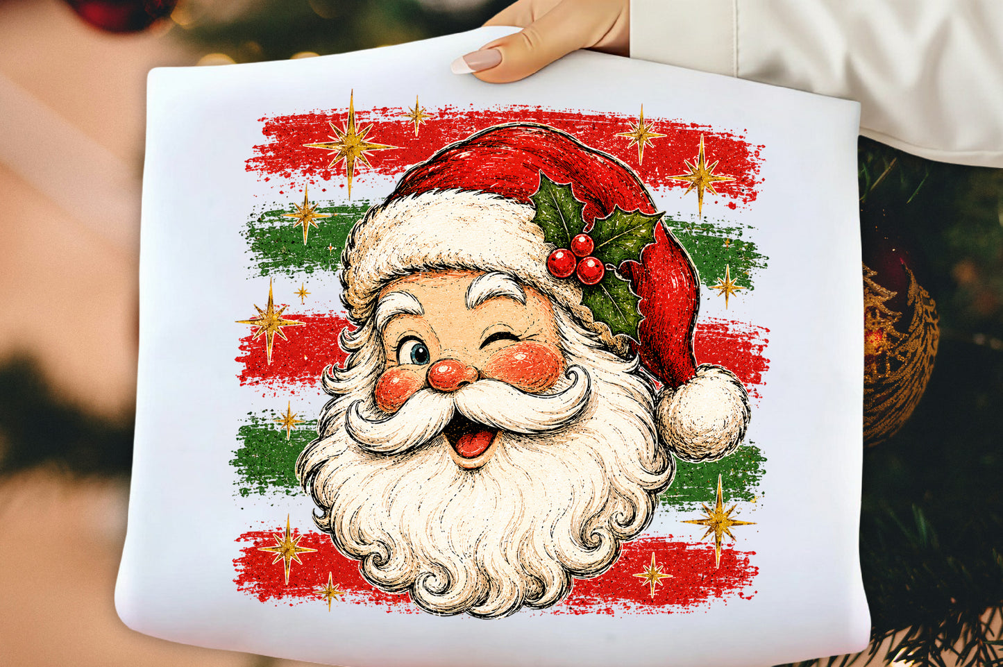 Retro Winking Santa Claus Christmas PNG