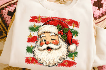 Retro Winking Santa Claus Christmas PNG