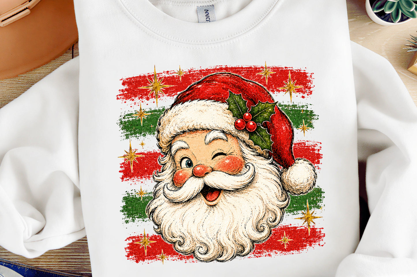Retro Winking Santa Claus Christmas PNG