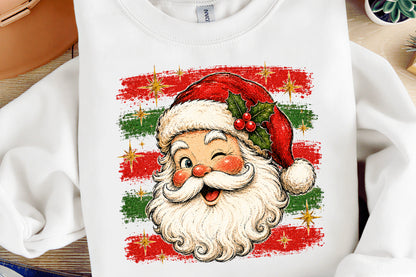 Retro Winking Santa Claus Christmas PNG