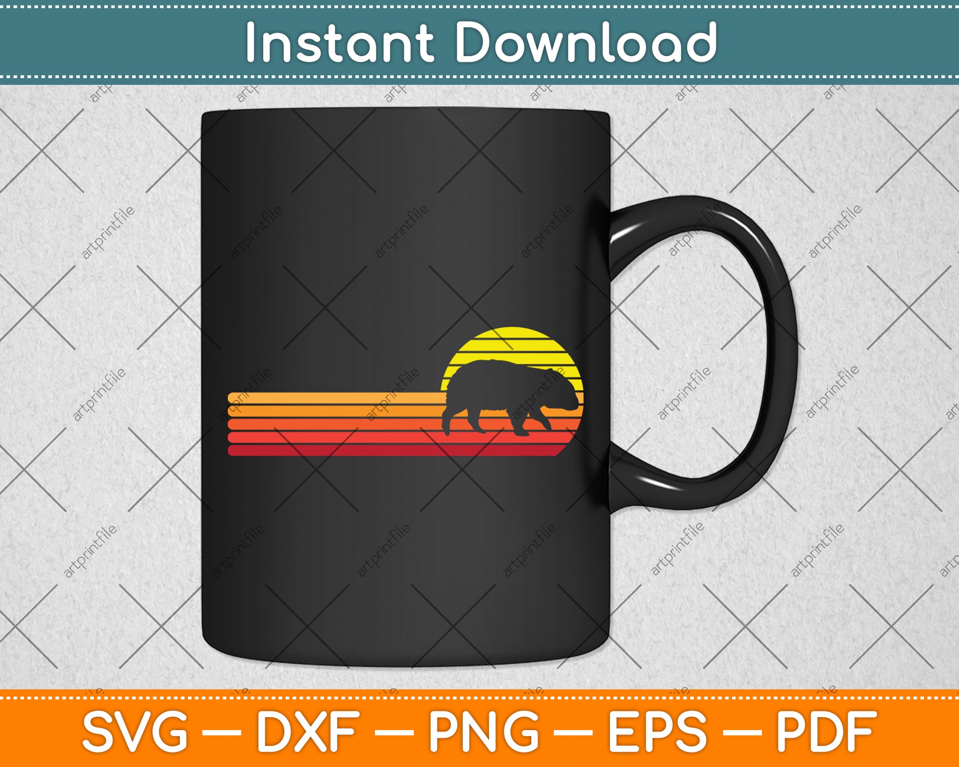 Retro Wombat Lover Funny Vintage Svg Png Dxf Digital Cutting File