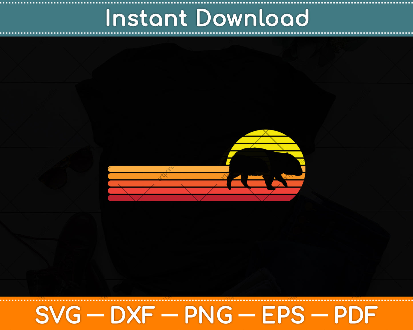 Retro Wombat Lover Funny Vintage Svg Png Dxf Digital Cutting File