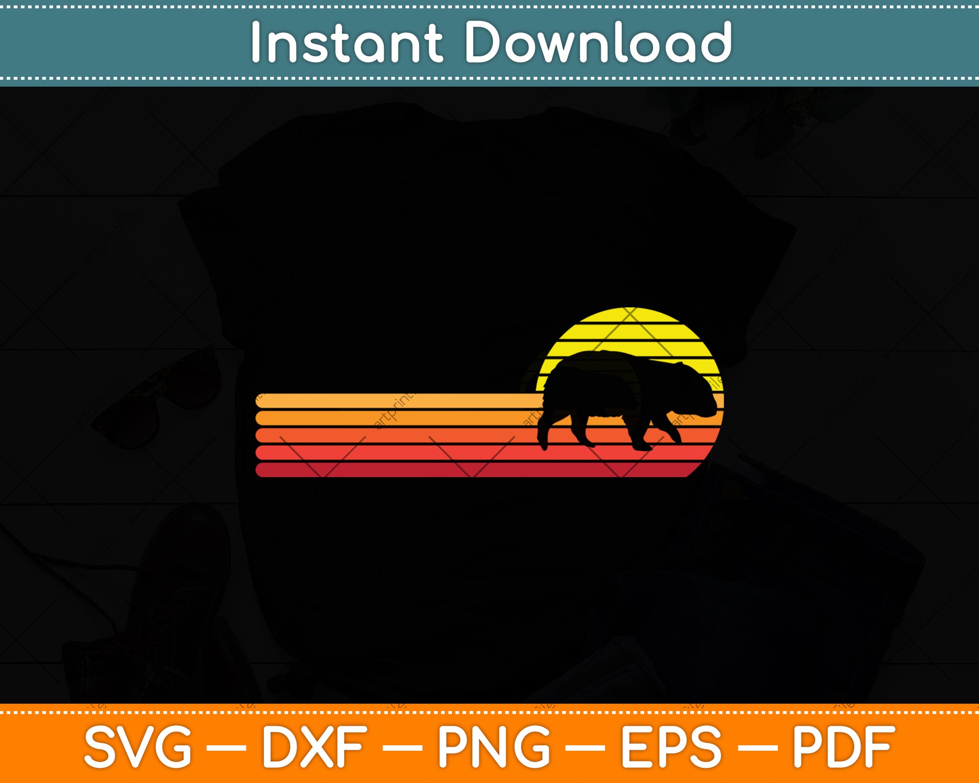 Retro Wombat Lover Funny Vintage Svg Png Dxf Digital Cutting File