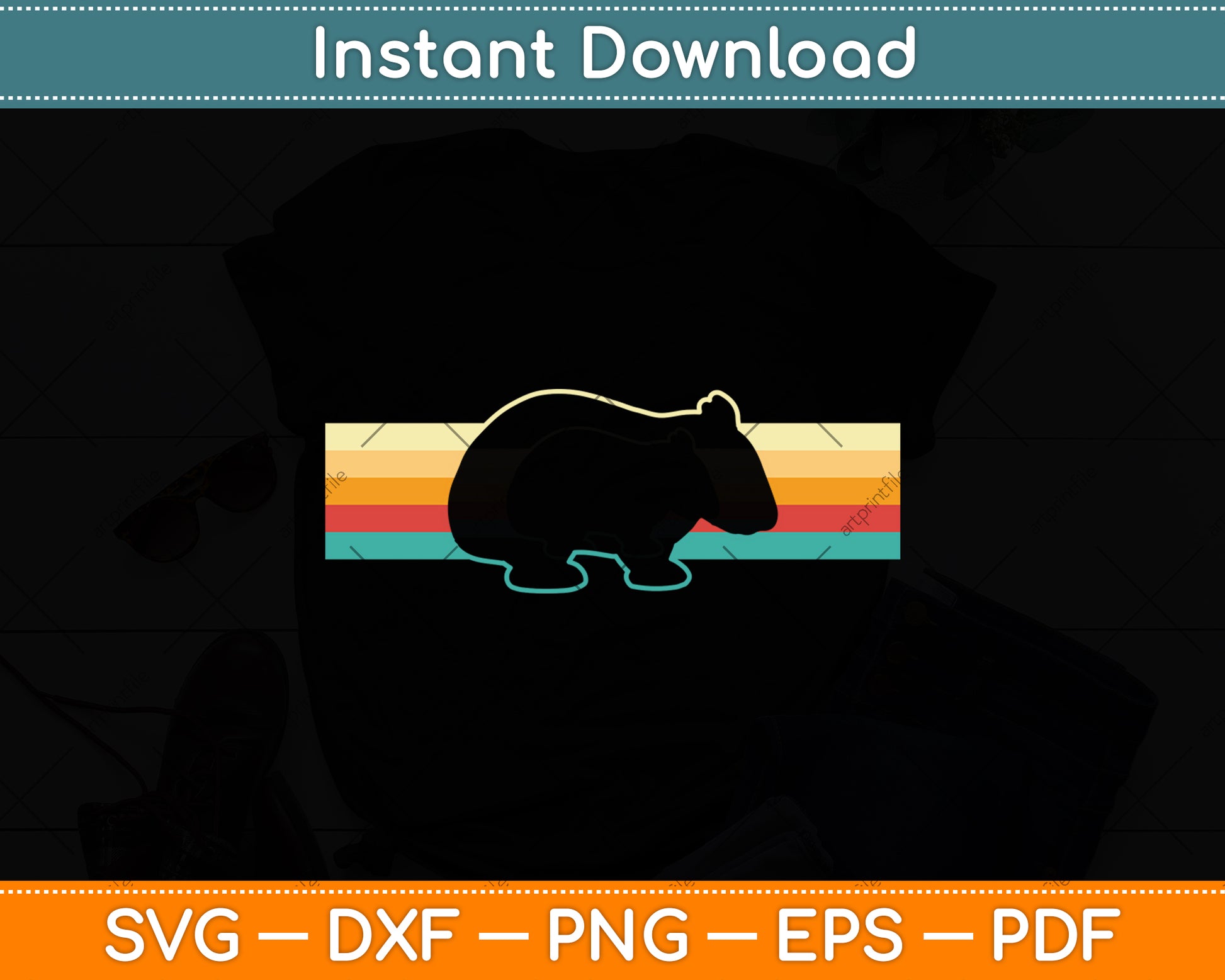 Retro Wombats Lover Svg Png Dxf Digital Cutting File