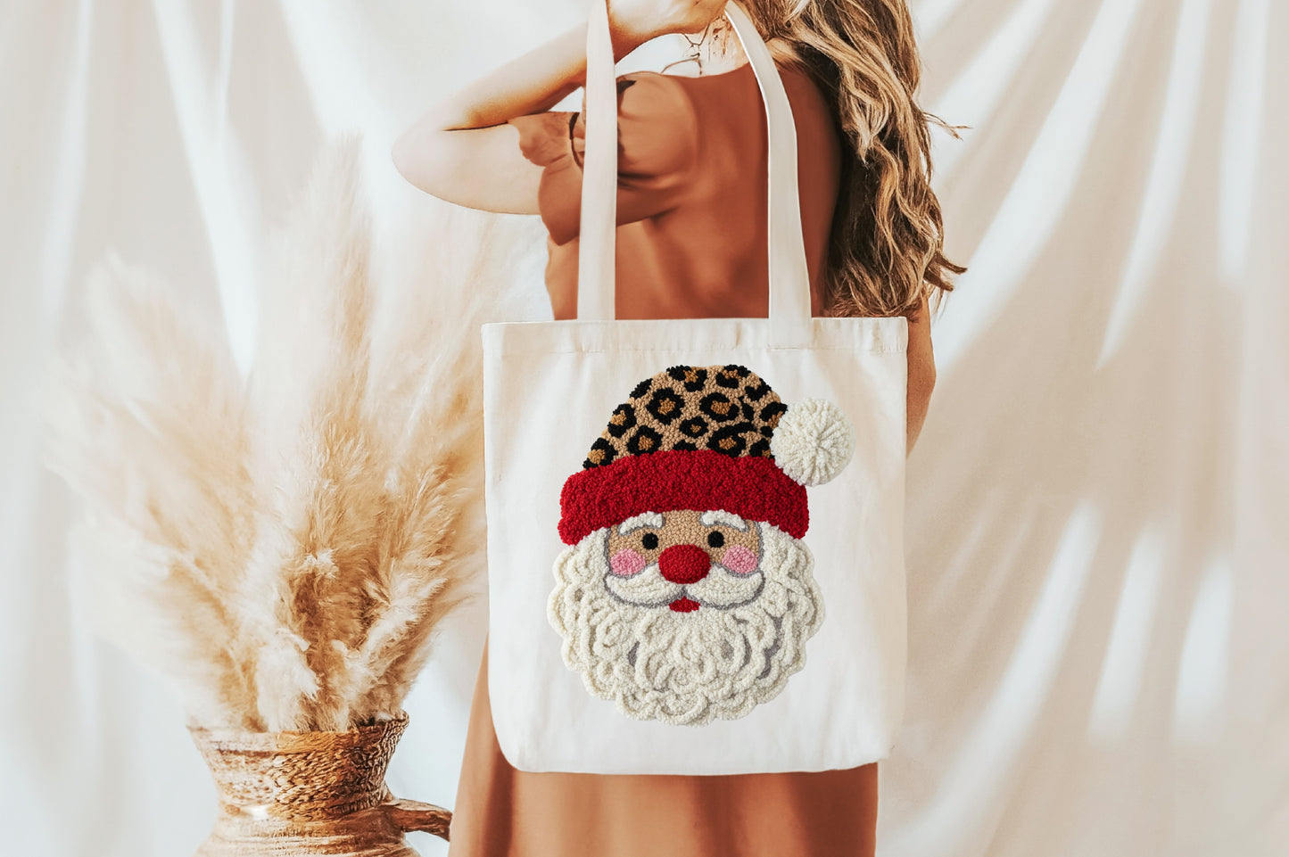 Retro Crochet Santa Claus Faux Yarn PNG Sublimation