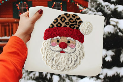 Retro Crochet Santa Claus Faux Yarn PNG Sublimation