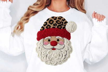 Retro Crochet Santa Claus Faux Yarn PNG Sublimation