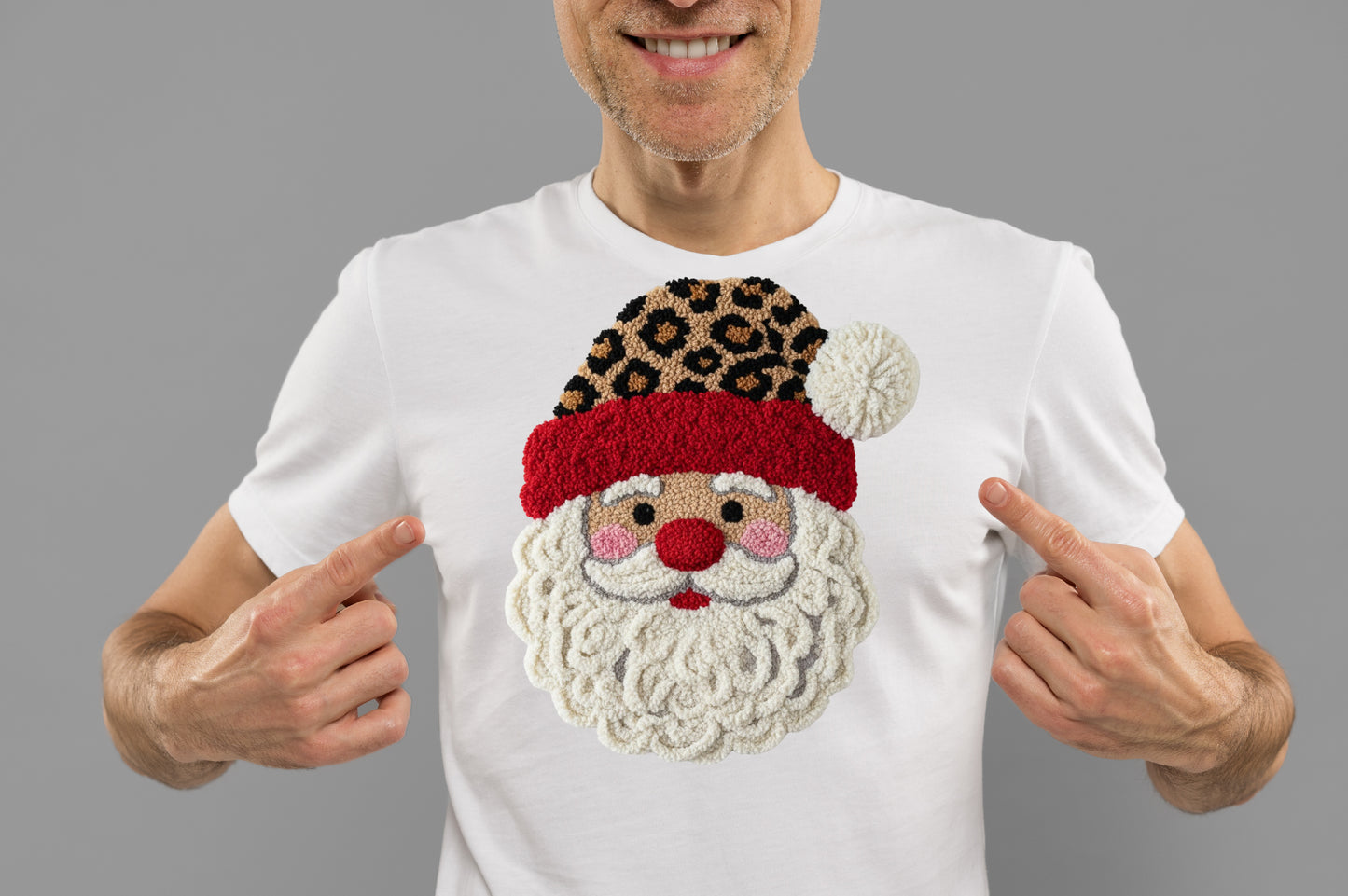 Retro Crochet Santa Claus Faux Yarn PNG Sublimation