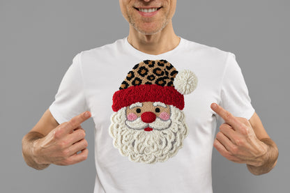 Retro Crochet Santa Claus Faux Yarn PNG Sublimation