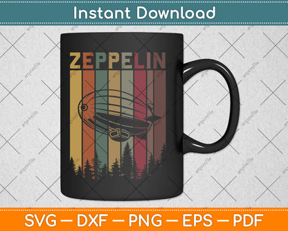 Retro Zeppelin 70s 80s Dirigible Airship Zeppelin Svg Digital Cutting File