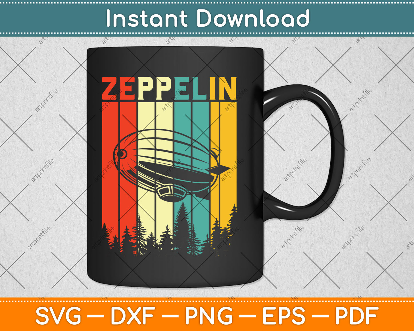 Retro Zeppelin 70s 80s Dirigible Airship Zeppelin Svg Design Digital Cutting File