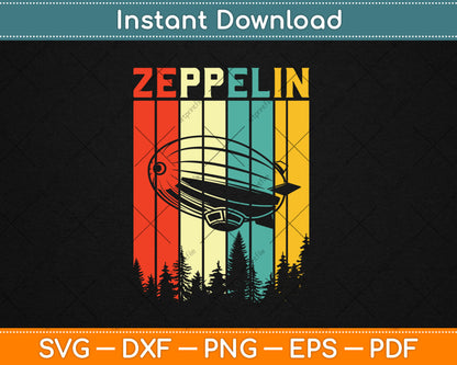 Retro Zeppelin 70s 80s Dirigible Airship Zeppelin Svg Design Digital Cutting File