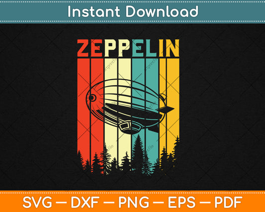 Retro Zeppelin 70s 80s Dirigible Airship Zeppelin Svg Design Digital Cutting File