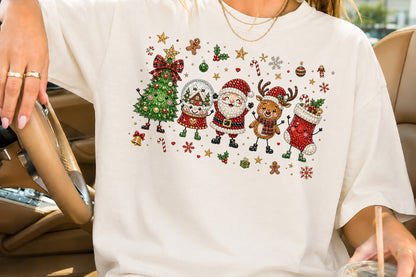 Rhinestone Christmas Characters PNG Santa Reindeer Tree Stocking Holiday Sublimation