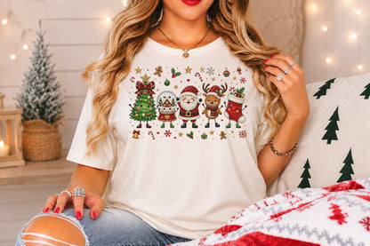 Rhinestone Christmas Characters PNG Santa Reindeer Tree Stocking Holiday Sublimation